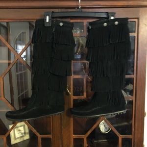 Moccasins- leather with fringe